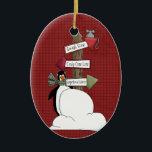 North Pole Penguin Ceramic Christmas Ornament<br><div class="desc">Text can be added to this ornament to make a personalized holiday gift. If you need help,  just click on the contact link below to send the designer a personal detailed message.</div>