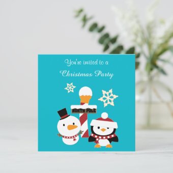 North Pole Penguin Holiday Party Invitation | Zazzle