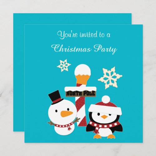 North Pole Penguin Holiday Party Invitation