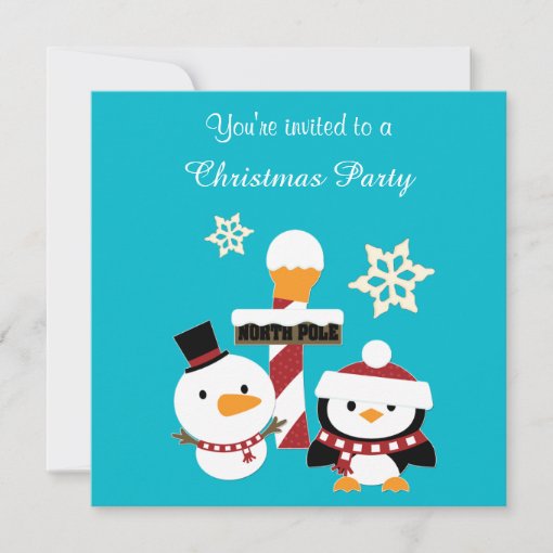 North Pole Penguin Holiday Party Invitation | Zazzle