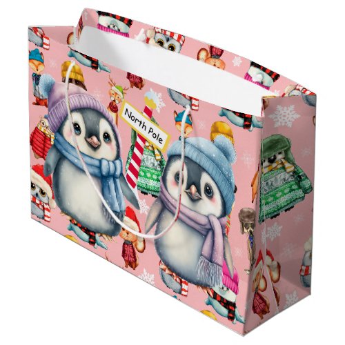 North Pole Penguins  Large Gift Bag