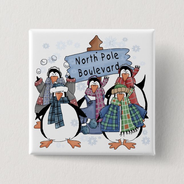 North Pole Penguins Tshirts and gifts Pinback Button (Front)
