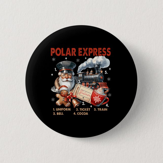North Pole Polar Express All Abroad Believe Train  Button (Front)