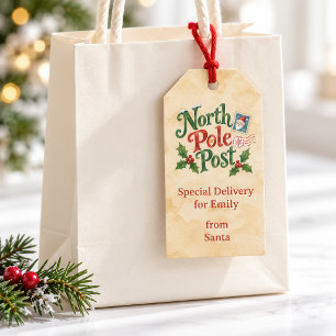 North Pole Post Name Special Delivery Santa Gift Tags