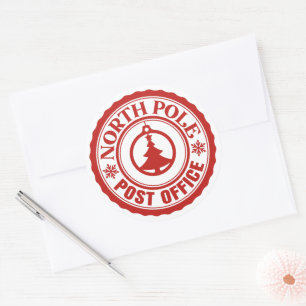 North Pole Post Office Classic Round Sticker