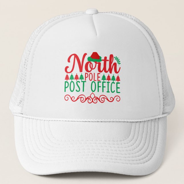 North Pole Post Office Trucker Trucker Hat (Front)
