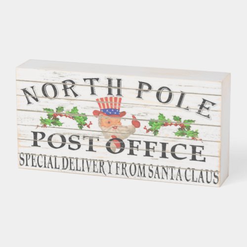 NORTH POLE POST OFFICE WOODEN BOX SIGN