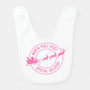 North Pole Post Special Delivery Reindeer Baby Bib