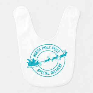 North Pole Post Special Delivery Reindeer Baby Bib