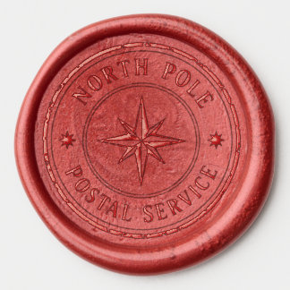 North Pole Postal Service Compass Wax Seal Sticker