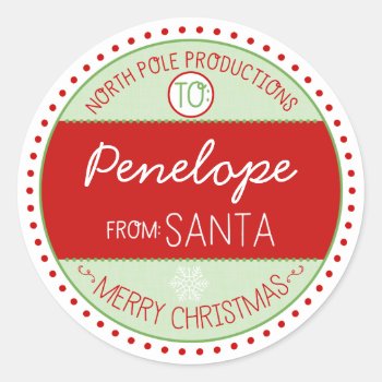 North Pole Productions Christmas Sticker Tags by lucyandgreer at Zazzle