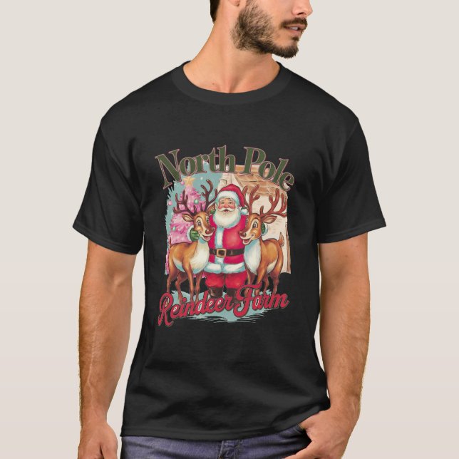 North Pole Reindeer Farm  T-Shirt (Front)