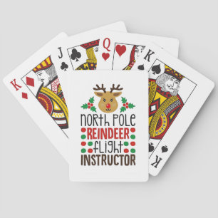 North Pole Reindeer Flight Instructor Christmas Poker Cards
