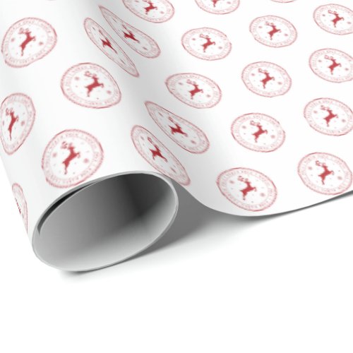 North Pole Reindeer Logo Christmas Pattern Wrapping Paper