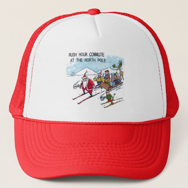 North Pole Rush Hour red n white foam trucker hat (Front)