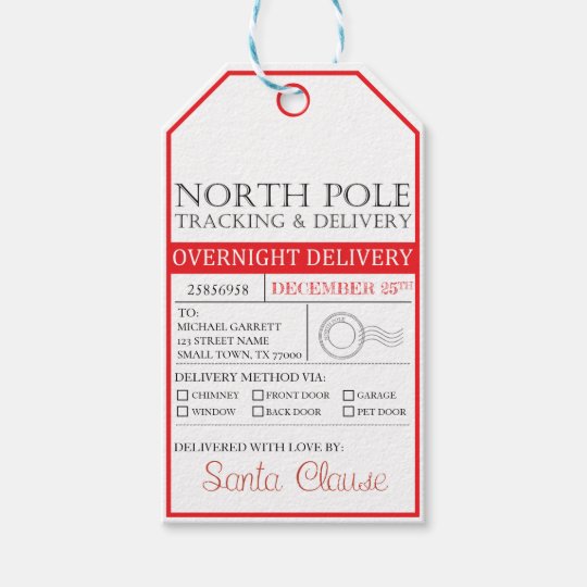 North Pole Santa Claus Delivery Christmas Gift Tags | Zazzle.com