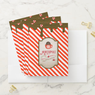 North Pole Santa Claus Elf Toy Christmas Shop Xmas Pocket Folder