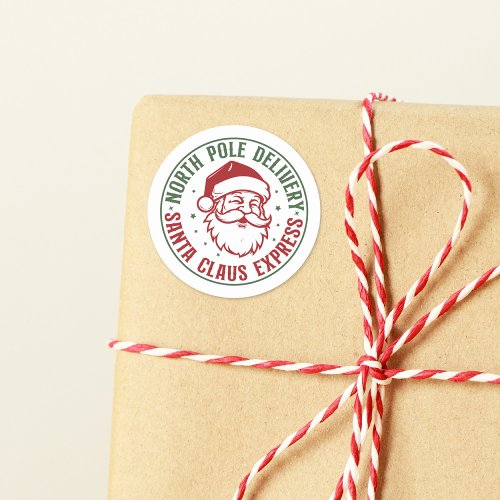 North Pole Santa Claus Special Delivery Classic Round Sticker