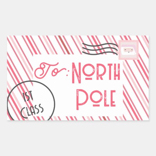 North Pole Santa Letter Kids Christmas Rectangular Sticker