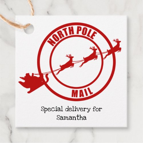 North Pole Santa mail reindeer Christmas gift tags