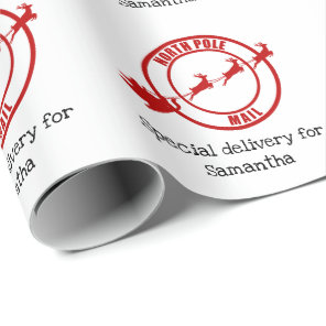 North Pole Santa mail reindeer Christmas Wrapping Paper