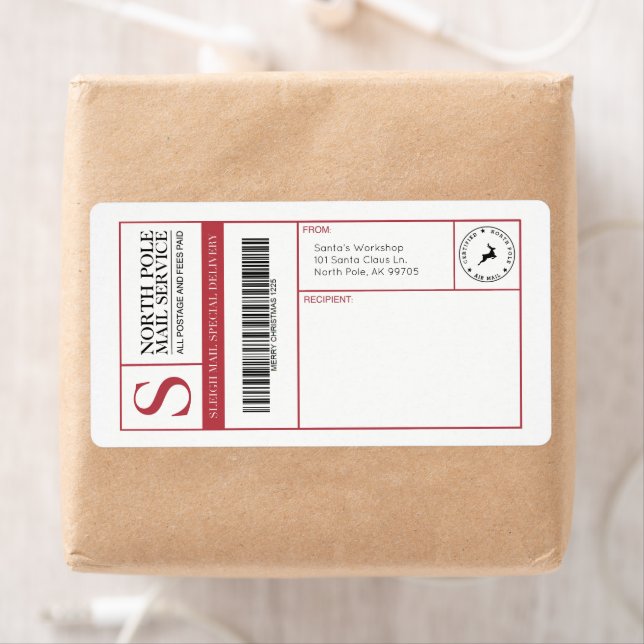 North Pole Santa’s Workshop Blank Shipping Label (Insitu)