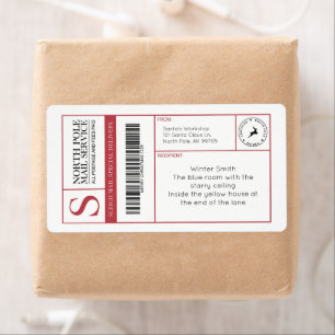 North Pole Santa’s Workshop Editable Shipping Label