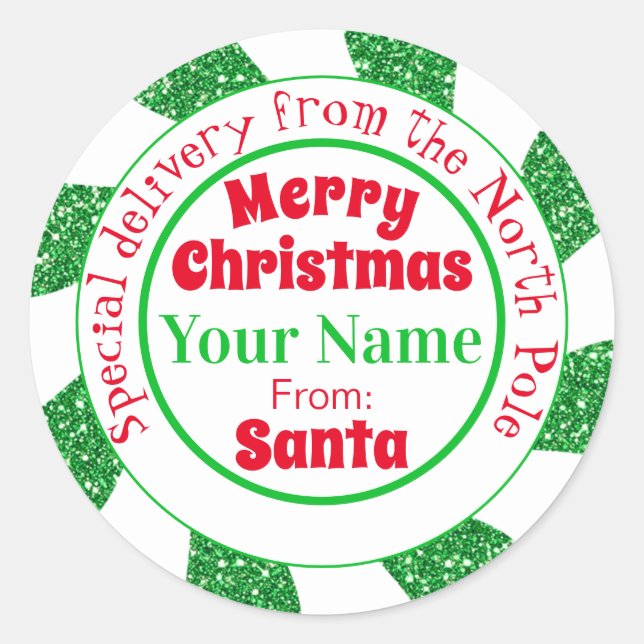 North Pole Santa Special Delivery Classic Round St Sticker (Front)