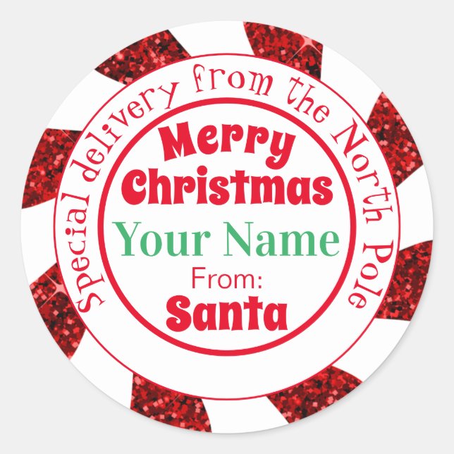 North Pole Santa Special Delivery Classic Round St Sticker (Front)