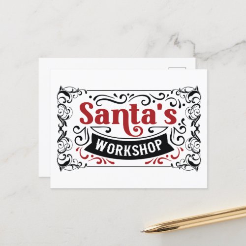 North Pole Santas workshop Christmas Holiday Postcard