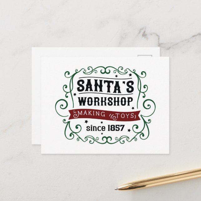 North Pole Santa's workshop Christmas  Holiday Postcard (Front/Back In Situ)