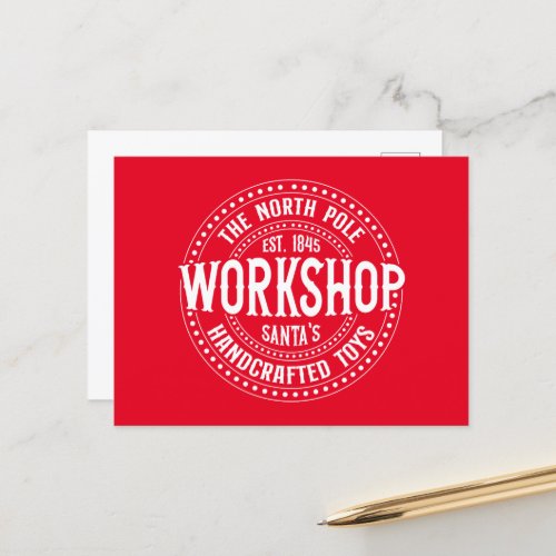 North Pole Santas workshop Christmas  Holiday Postcard