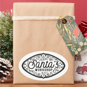 North Pole Santa's workshop Oval Sticker