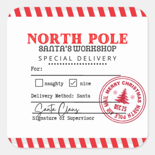 North Pole Santas Workshop Shipping Label Sticker