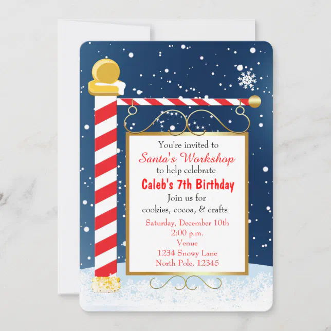 North Pole Sign Christmas Event Party Invitation | Zazzle