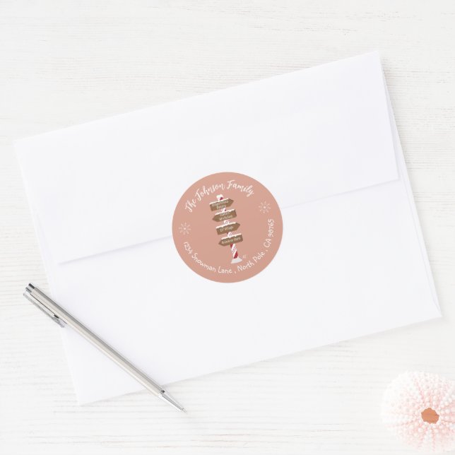 North Pole Sign Christmas Return Address Stickers (Envelope)