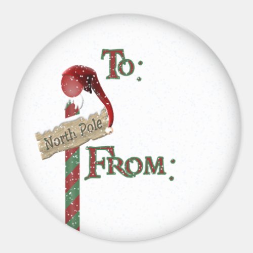 north pole sign gift tag