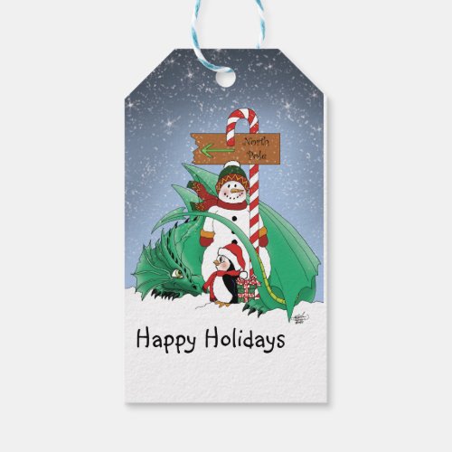 North Pole Snowman Dragon Penguin Christmas  Gift Tags