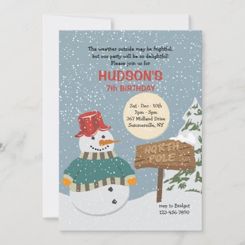 North Pole Snowman Invitation