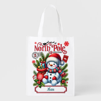 North Pole Snowman Personalized Gift Tote