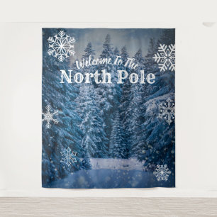 North Pole Snowy Trees    Party Backdrop