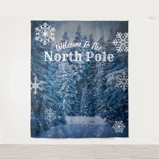 North Pole Snowy Trees  | Party Backdrop (Front)