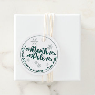 North Pole Special Delivery Christmas Gift Favor Tags