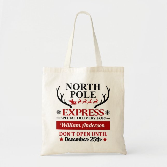 North Pole Special Delivery Christmas Gift Tote Ba Bag (Front)