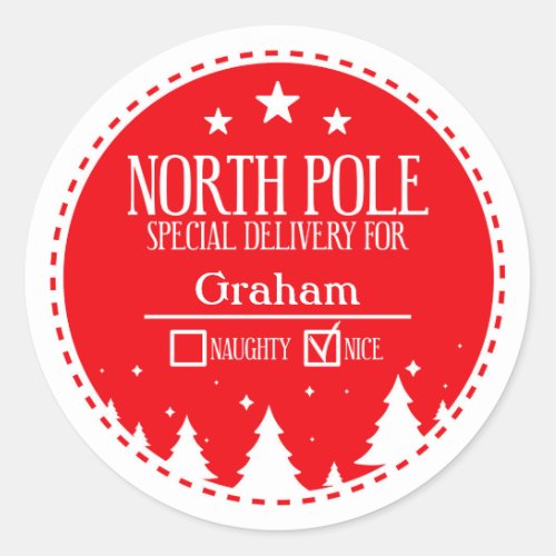 North Pole Special Delivery Christmas Square Stick Classic Round Sticker