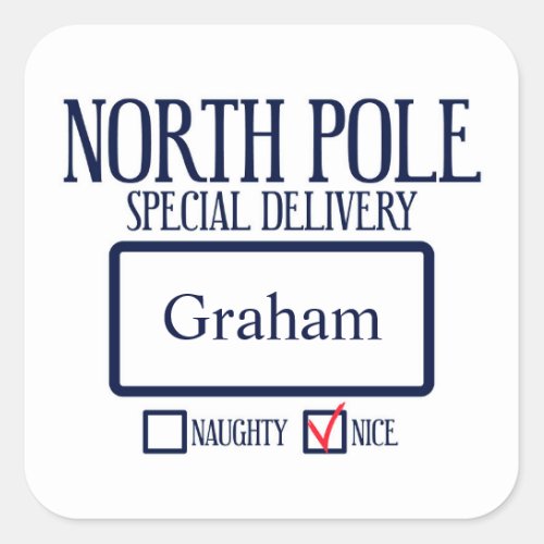 North Pole Special Delivery Christmas Square Stick Square Sticker