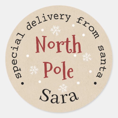 North Pole Special Delivery Classic Round Sticker