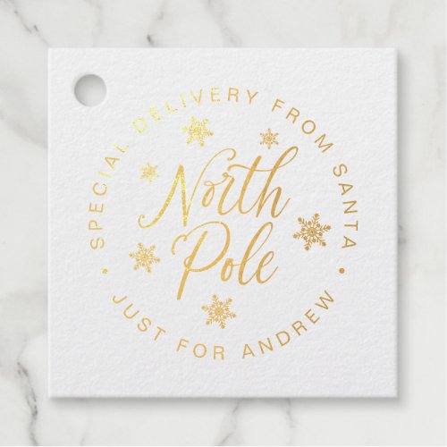 North Pole Special Delivery Custom Foil Favor Tags
