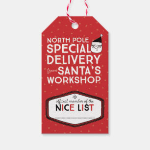 North Pole Special Delivery from Santa's Workshop Gift Tags