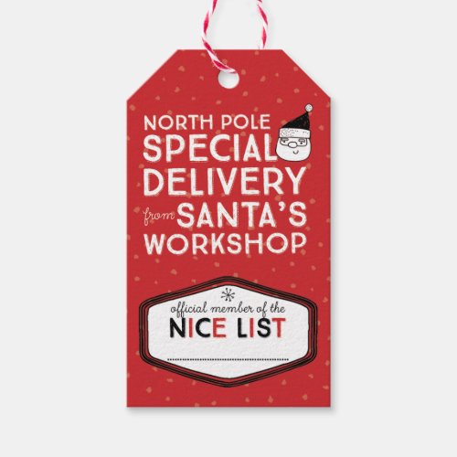 North Pole Special Delivery from Santas Workshop Gift Tags